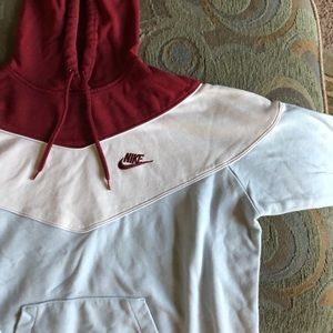 Red white and light blue Nike hoodie